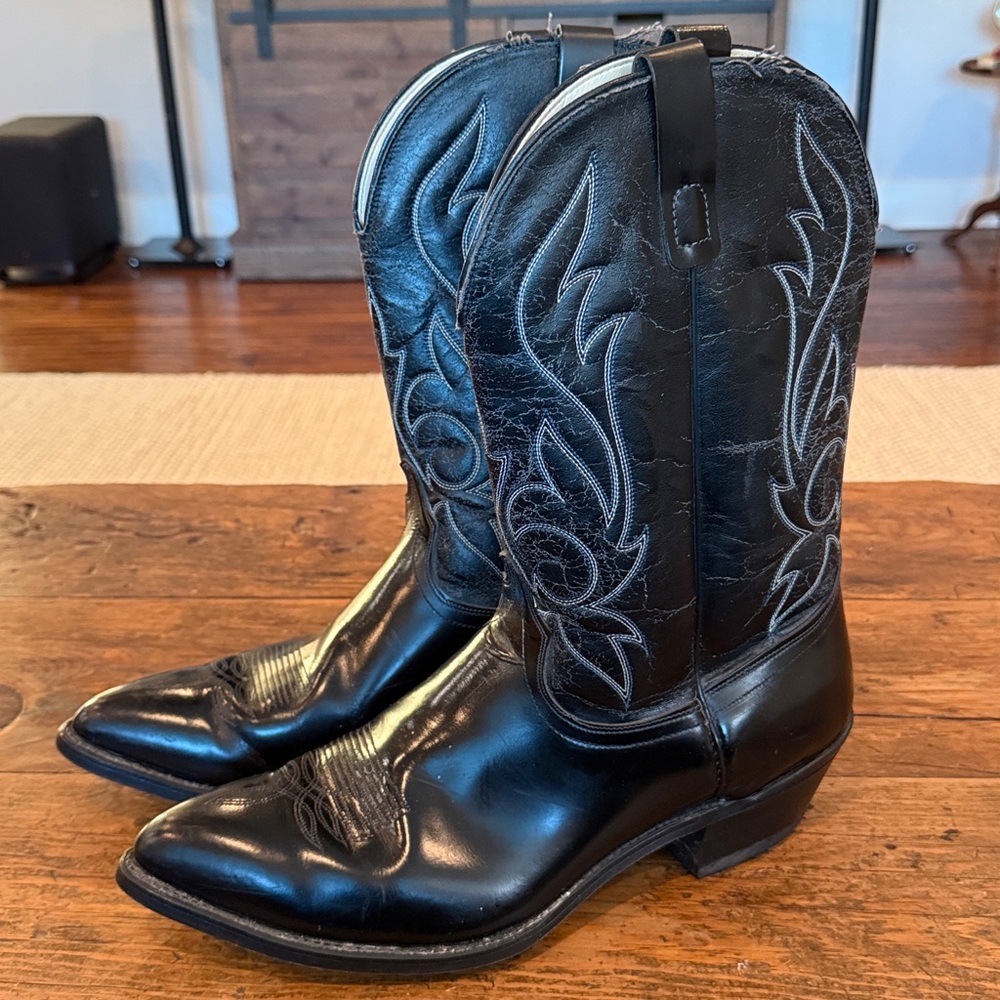 Sheplers Black Leather Vamp Western Boots Size 13EE
